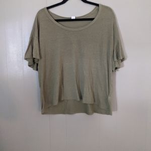 Old Navy khaki green crop top with flutter sleeves